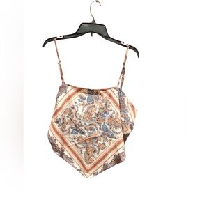 SHEIN Dreamara Plus Floral & Paisley Print Bandana Hem Tie Back Cami Top sz XXL